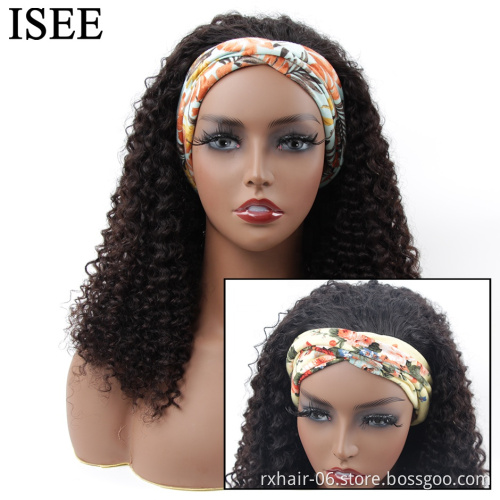 Bob Curley Short Curly Coily Afro Curl Wigsluxefame Half  Wigs With Headband Attached Kinky Curly Human Hair Headband Wig